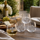 Fleur de Lis Stemless Wine Glasses - Set of 4