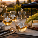 Fleur de Lis Stemless Wine Glasses - Set of 4