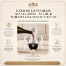 Fleur de Lis Stemless Wine Glasses - Set of 4