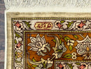 Silk Turkish Hereke Rug 2x3, Birds Lantern Very Fine 400 KPSI, Signed by Masterweaver, Wonderful, Rare, Small Hereke Rug