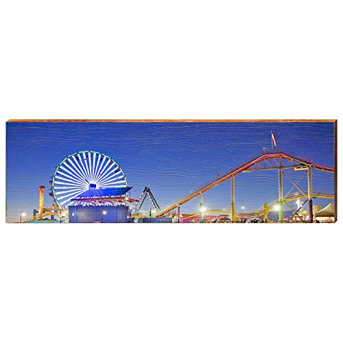 Santa Monica Ferris Wheel Home Decor Art Print on Real Wood