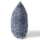 18” Indigo Boho Ornate Indoor Outdoor Zippered Throw Pillow