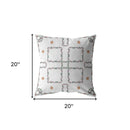 18” White Floral Indoor Outdoor Zippered Throw Pillow