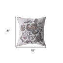 18” Gray White Wildflower Indoor Outdoor Zippered Throw Pillow