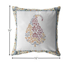 16” Red White Paisley Indoor Outdoor Zippered Throw Pillow