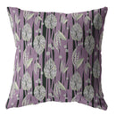 18” Lavender Black Fall Leaves Indoor Outdoor Zippered Throw Pillow