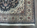 4' X 7' Vintage Handmade India Wool Silk Accent Rug Hand Knotted Black Organic