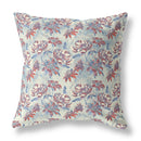 16” Red Blue Roses Indoor Outdoor Throw Pillow