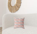 16" X 16" Peach And Peach Blown Seam Floral Indoor Outdoor Throw Pillow