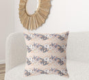18" X 18" Light Peach Blown Seam Floral Indoor Outdoor Throw Pillow