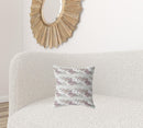 16" X 16" Grey And Pink Blown Seam Floral Indoor Outdoor Throw Pillow