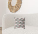 16" X 16" Brown And Pink Blown Seam Floral Indoor Outdoor Throw Pillow