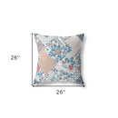 18" White Blue Floral Indoor Outdoor Throw Pillow