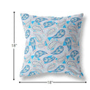 18” Blue Peach Boho Paisley Indoor Outdoor Throw Pillow