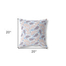 18” Blue Pink Boho Paisley Indoor Outdoor Throw Pillow