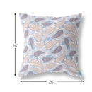 18” Blue Pink Boho Paisley Indoor Outdoor Throw Pillow