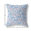 18” Blue Gray Boho Paisley Indoor Outdoor Throw Pillow