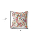 18” White Red Tropical Indoor Outdoor Throw Pillow