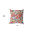 18” Crimson Yellow Tropical Indoor Outdoor Throw Pillow