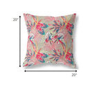 18” Red Gold Tropical Indoor Outdoor Throw Pillow