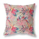 18” Red Gold Tropical Indoor Outdoor Throw Pillow