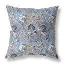 16?ǥ Indigo Gray Tropical Indoor Outdoor Throw Pillow