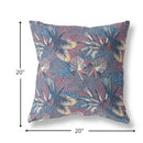 18” Indigo Red Tropical Indoor Outdoor Throw Pillow
