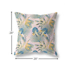 18” Blue Gold Tropical Indoor Outdoor Throw Pillow