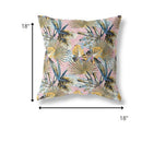 18” Gold Pink Tropical Indoor Outdoor Throw Pillow