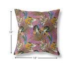 18” Magenta Gold Tropical Indoor Outdoor Throw Pillow