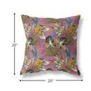 18” Magenta Gold Tropical Indoor Outdoor Throw Pillow