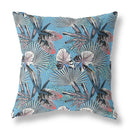 18” Black Blue Tropical Indoor Outdoor Throw Pillow