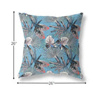 18” Black Blue Tropical Indoor Outdoor Throw Pillow