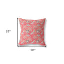 18” Salmon Red Roses Indoor Outdoor Throw Pillow