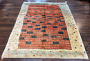 Persian Gabbeh Rug 6x8 ft, Wool Handmade Tribal Rug