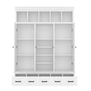U-Can 78.7''H Hall Tree with Bench and 5 Storage Cubbies, Modern Entryway Storage Organizer Cabinet with 4 Doors, 5 Drawers and Adjustable Shelves for Hallway, Entryway, Living Room