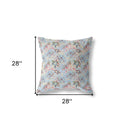 18” Light Blue Red Roses Indoor Outdoor Throw Pillow