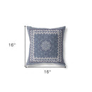 16” Indigo White Holy Floral Indoor Outdoor Throw Pillow