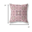 18” Magenta White Paisley Indoor Outdoor Throw Pillow