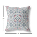 18” Pink Gray Paisley Indoor Outdoor Throw Pillow