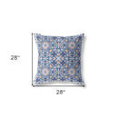 18” Blue Pink Paisley Indoor Outdoor Throw Pillow