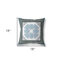 18" X 18" White And Green Blown Seam Floral Indoor Outdoor Throw Pillow