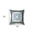 18" X 18" White And Green Blown Seam Floral Indoor Outdoor Throw Pillow