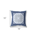 16" X 16" Light Blue Blown Seam Floral Indoor Outdoor Throw Pillow