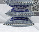 18" X 18" Indigo And Green Blown Seam Damask Indoor Outdoor Throw Pillow