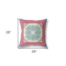 18" X 18" Cream And Blue Blown Seam Damask Indoor Outdoor Throw Pillow