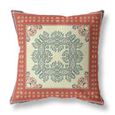 18" X 18" Cream And Orange Blown Seam Floral Indoor Outdoor Throw Pillow