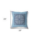 18" X 18" Blue Blown Seam Floral Indoor Outdoor Throw Pillow