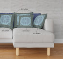 16" X 16" Blue And Green Blown Seam Floral Indoor Outdoor Throw Pillow