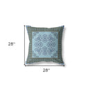 18" X 18" Blue And Green Blown Seam Floral Indoor Outdoor Throw Pillow